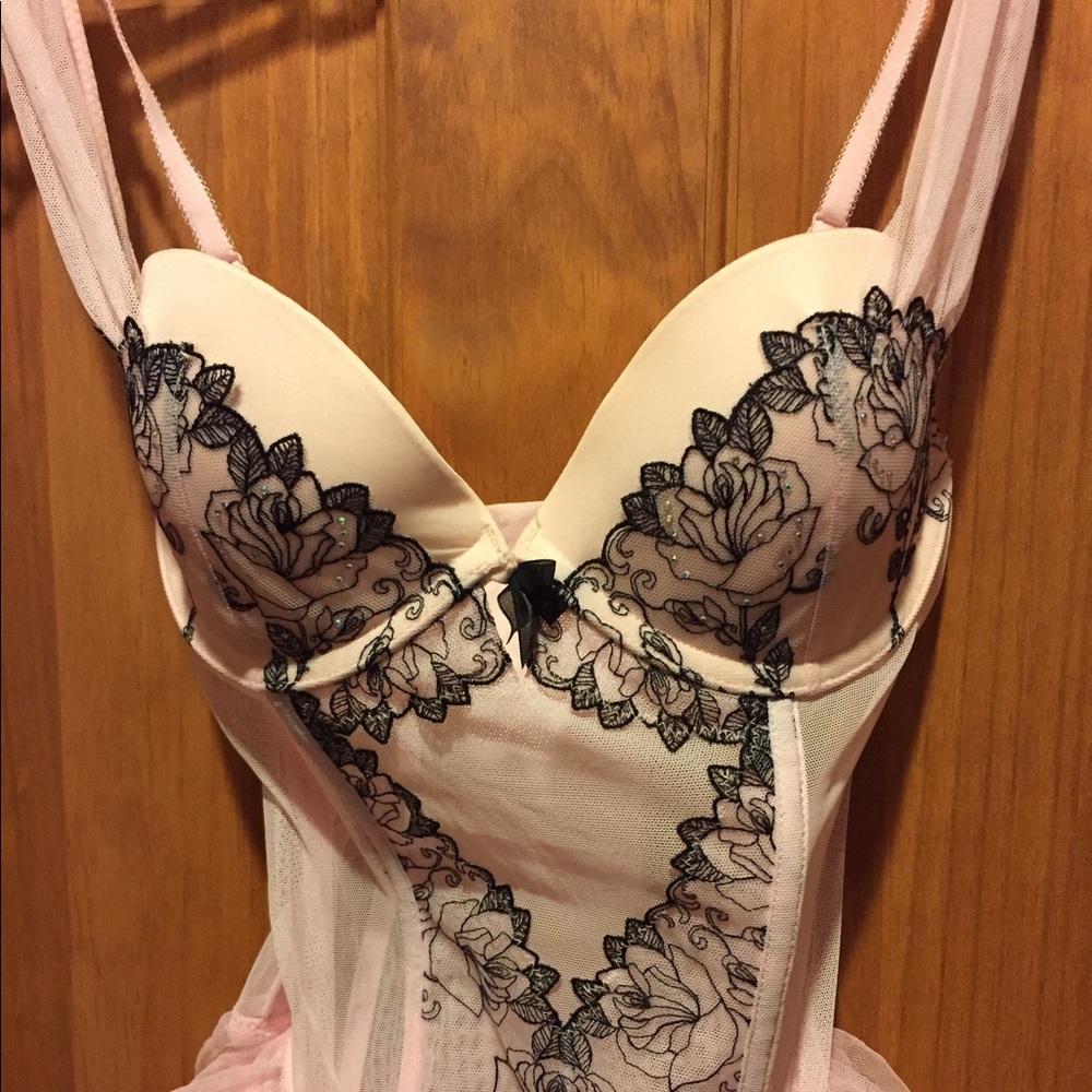 Victoria's Secret pink bustier with garter straps